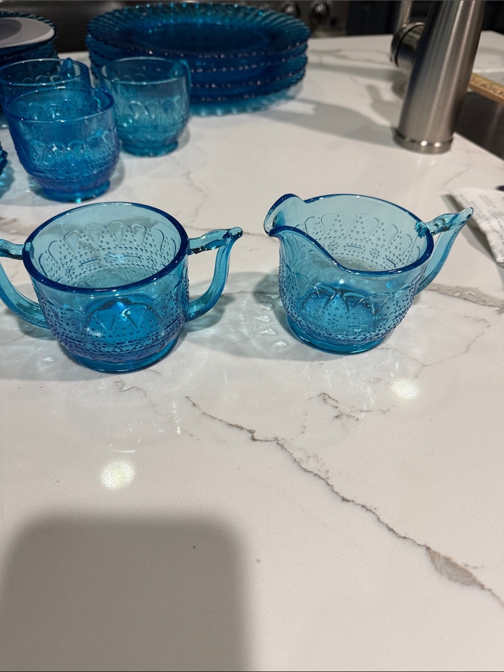 Kemple Wheaten Creamer and Sugar Set -1930s pressed glass